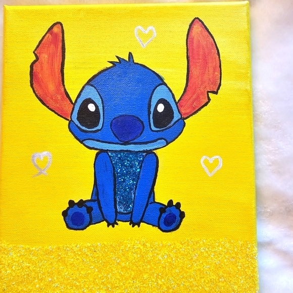 Original Painting and Glitter Canvas Art‎ size 8X10 - Picture 3 of 4